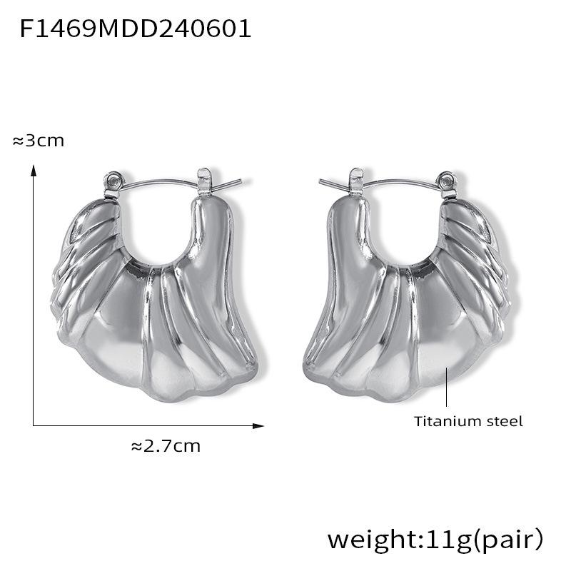 18K Gold Plated Titanium Steel Irregular Wing Earrings - Fashionable Retro Style for Women