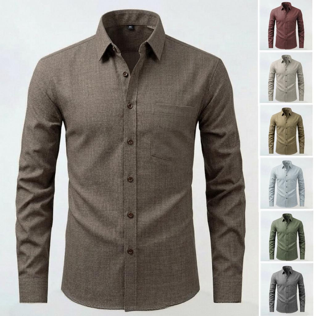 Herren Lässiges Stilvolles Kurzarm-Button-Down-Hemd - Herren Atmungsaktives Baumwollähnliches Leinen Retro - Einzelbrusttasche Hemd