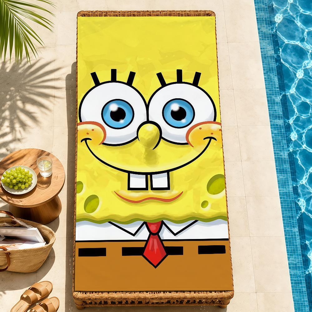 Beach Towels cute b-b-BobS-s Soft fun Quick Dry Pool cartoon s-S-S-SpongeS-eS bathing Towel Travel Gym Spa Camp sport face Gift