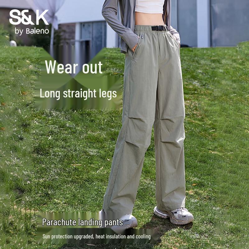 Baleno S&K Women s High-Waist Wide-Leg Parachute Cargo Pants XL