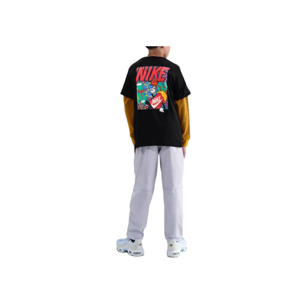 Nike Logo Rundhals Kurzarm T-Shirt Kinder Oberteile Schwarz HV5212-010
