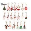 Oil Dripping Pendants 10/20/30Pcs Christmas Keychain Set, Golden Plated Alloy Enamel Keyring Pendant, Set Santa Tree Reindeer for Holiday Bag
