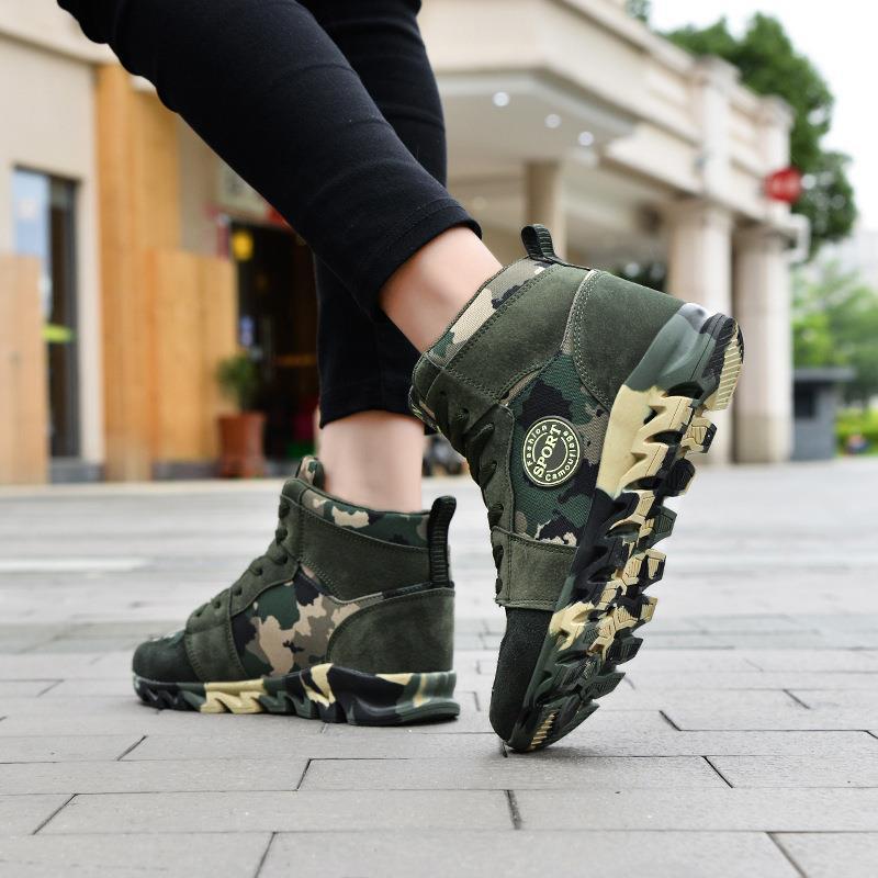 Spring and Autumn new high-top camouflage shoes women's shoes sports shoes women's army green large size 4142 height-increasing casual shoes si
