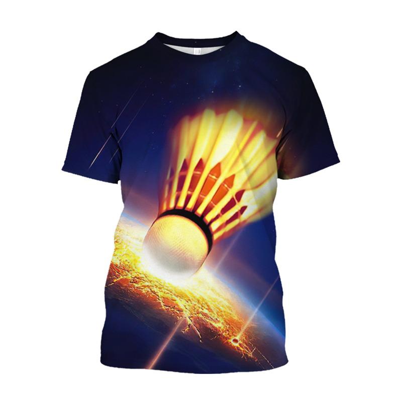 T-shirt Imprimé 3D Hot Blood Badminton Vêtements de Sport Loisir Streetwear T-shirt Oversize Manches Courtes Pulls Haut