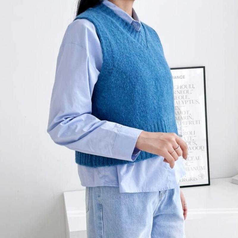 Shop Women S Daily V Neck Layered Knit VeSt Korea Made Won wVS Wfjn3dx