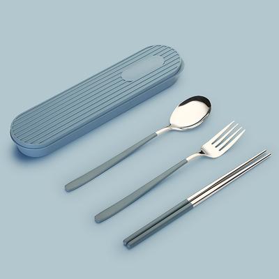2/3 stücke 304 Tragbare Edelstahl Besteck Set Stäbchen Löffel Set Besteck Box Student Arbeit Geschirr Set Platten