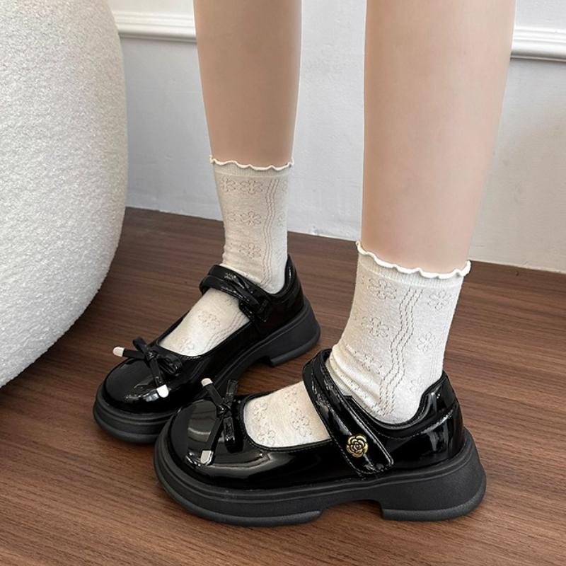 

Черные туфли-лодочки на платформе с пряжкой на щиколотке, женские туфли Мэри Джейн в японском стиле из лакированной кожи, женские туфли в стиле панк на толстом каблуке в стиле Лолиты 35 чёрный