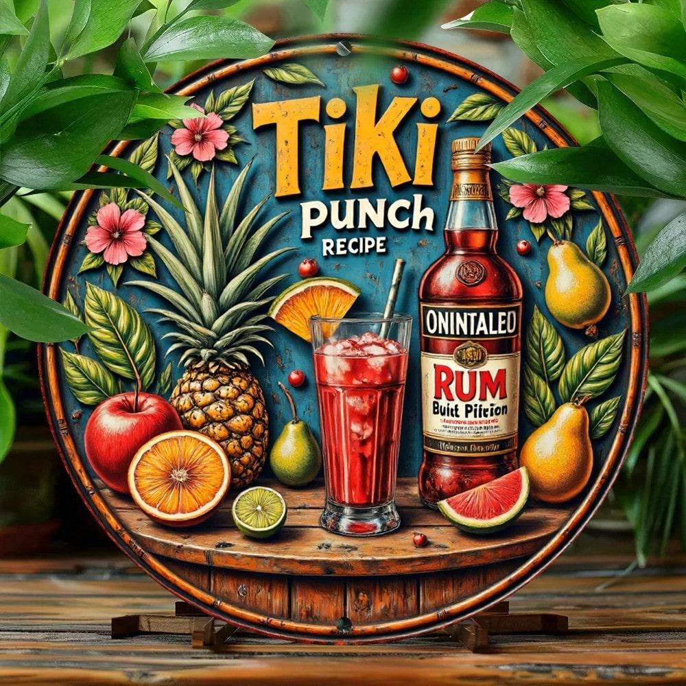 Tropical Tiki Bar Metal Sign Pineapple Rum Cocktail Kitchen Wall Decor Vintage Retro Tin Plaque Home Art