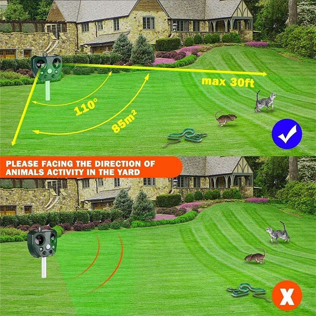 Solarbetriebener Ultraschall-Tiervertreiber: IP66 Wasserdicht mit Infrarotsensor für Mäuse und Vögel