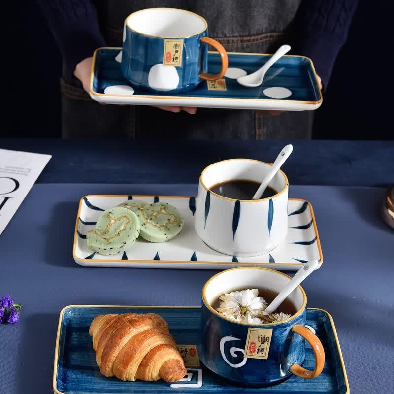 CODA Chinese Style Ceramic Coffee Cup & Saucer Set