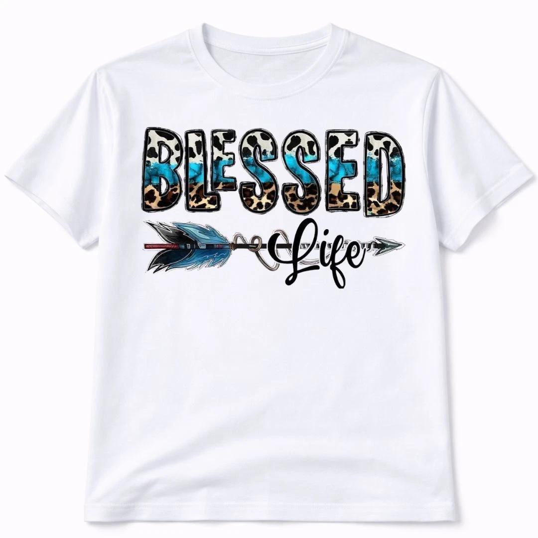 Blessed Life Graphic T Shirt Trendy Boutique Style Tee Womens Gifts White L