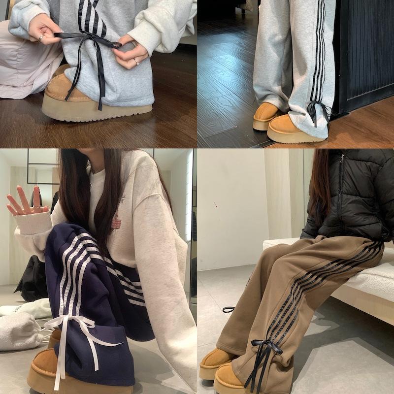 2024 Yeni Stil Şerit Fiyonk Düz Pantolon Eşofman Altı