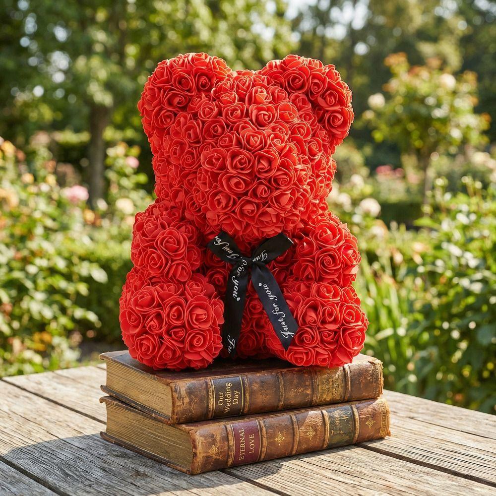 Lovers Gifts Simulated Flower Bear Sweet Valentine's Day Roses Rose Flower Bear Ornaments  Women