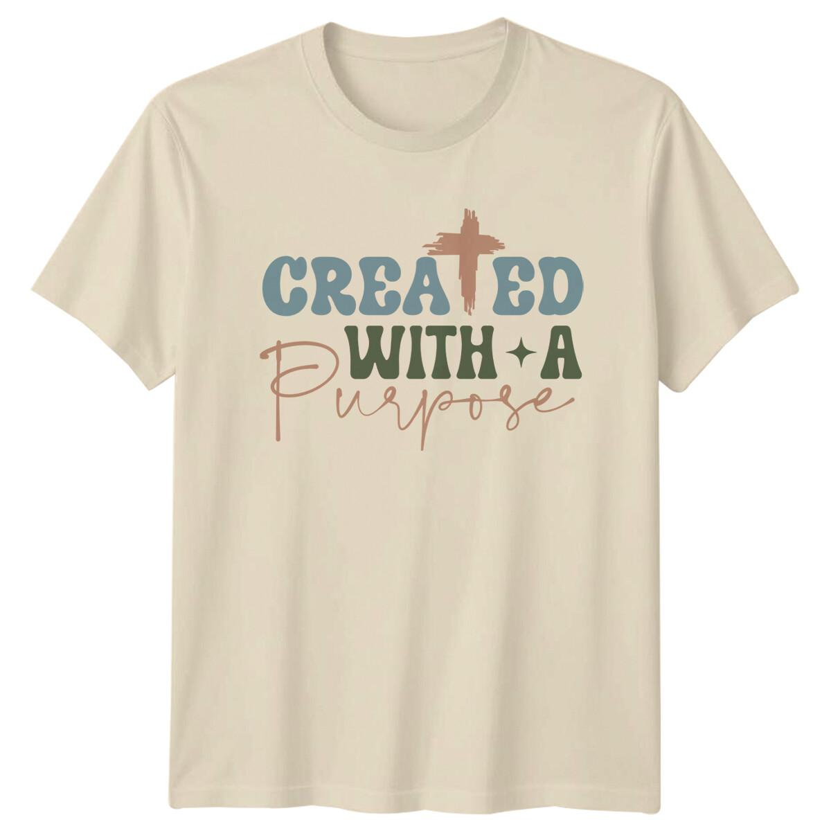 Created With A Purpose Faith Based Christian Quote Graphic T-Shirt S
