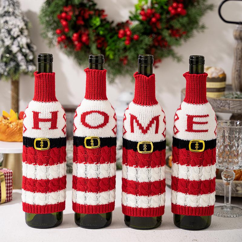 Vibrant And Decorative Knitted Letter Wine Bottle Holder For Christmas Parties And Gifts