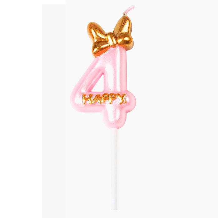 Birthday Number Candle Set with Decorative Bow Cake Toppers for Kids Baking Party Accessories for Celebration Decoration One Size