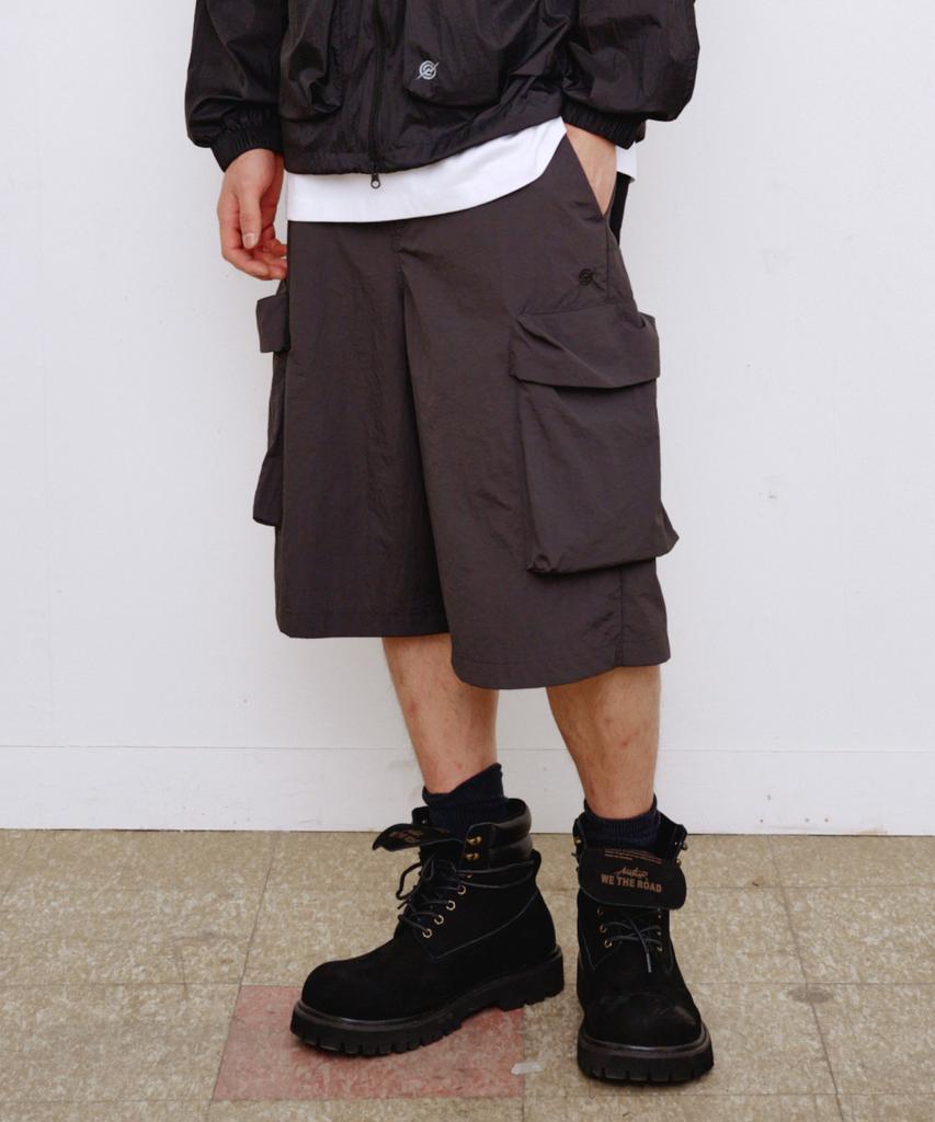 Kallapataleu Nylon Banding Cargo Pocket Bermuda Shorts - Charcoal