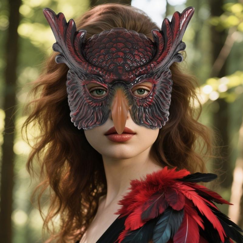 Masquerade Mask Owl Mask Bird Mask Beak Feather Half Face Mask Halloween Cosplay Costume Costume Mask for Mardi Gras