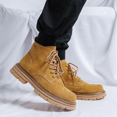 Mens Casual Desert Boots Lace-up Cow Suede Leather Shoes Outdoors Cowboy Tooling Work Boot Spring Autumn Platform Ankle Botas