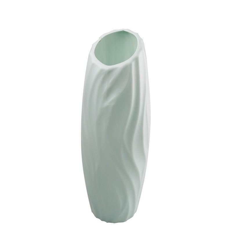 Nordic Style Round Plastic Vase - Fashionable, Simple, Anti-Fall Porcelain Imitation for Home Decoration and Flower Arrangements.