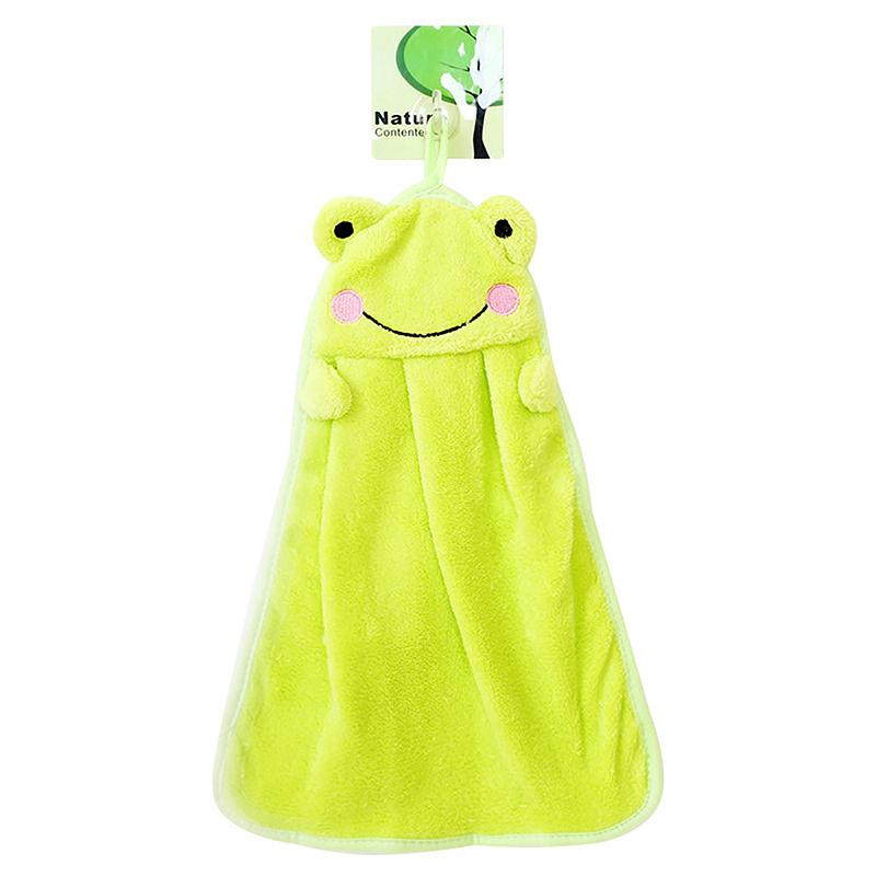 Cute Cartoon Animal Embroidered Hanging Hand Towel Cute Coral Velvet Hand Washing Towels Kids Toddler Soft Hand Dry Towels