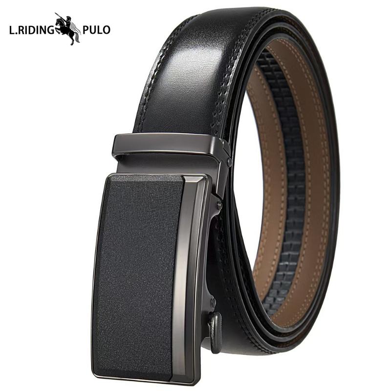 

Чоловічий ремінь з коров ячої шкіри, ремінь з натуральної шкіри з автоматичною пряжкою, модний повсякденний універсальний ремінь для джинсів 130cm