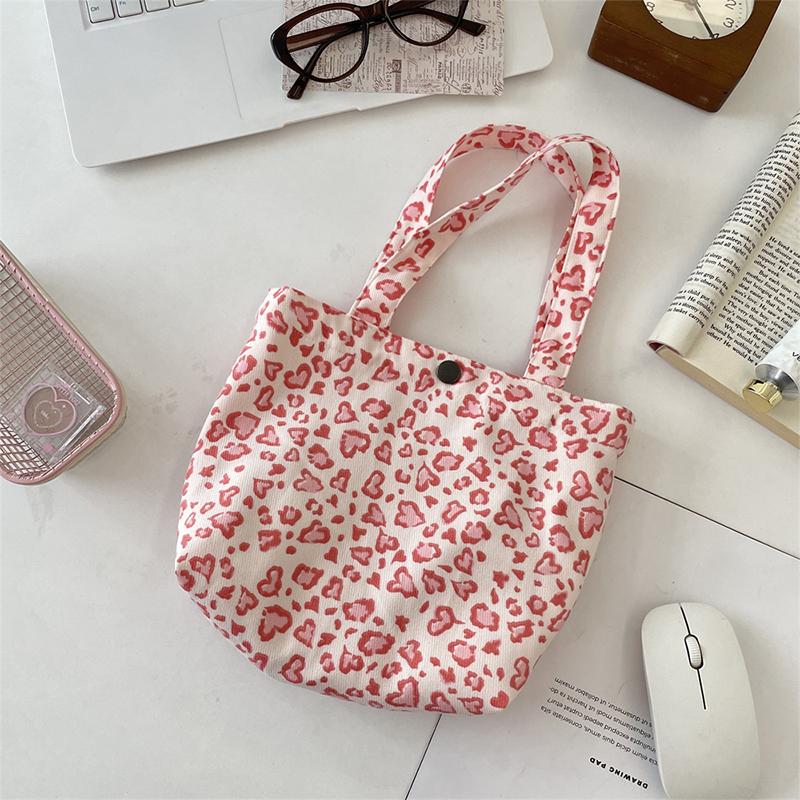 Korean-style Simple Canvas Bag Fashionable Leopard Print Shoulder Bags Lightweight Large-capacity Tote Bags Retro Lunch Handbags