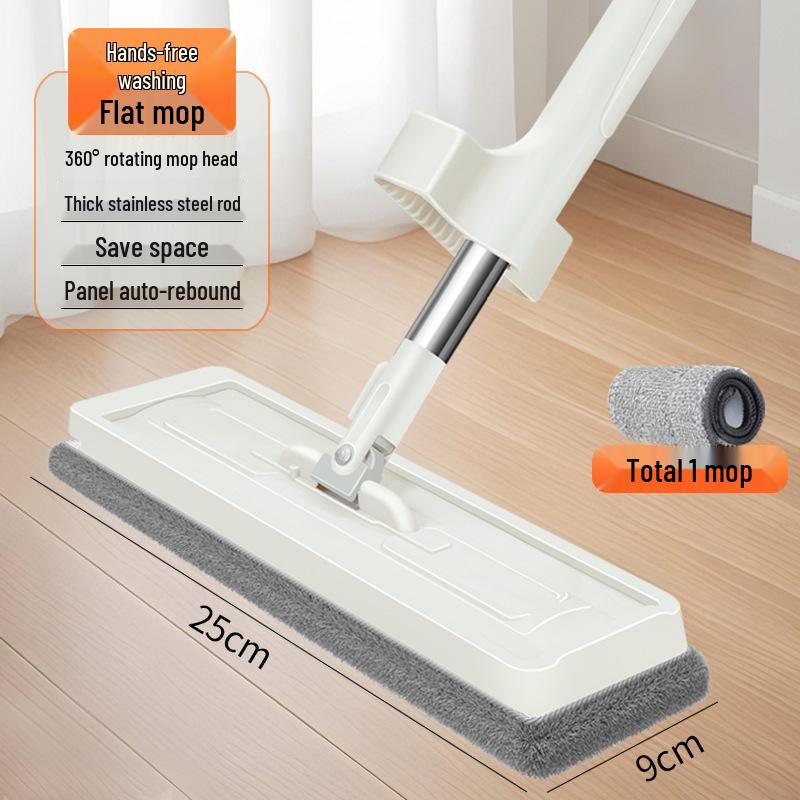 Hands-Free Rotatable Flat Mop for Dry & Wet Use with Absorbent, Enlarged Head