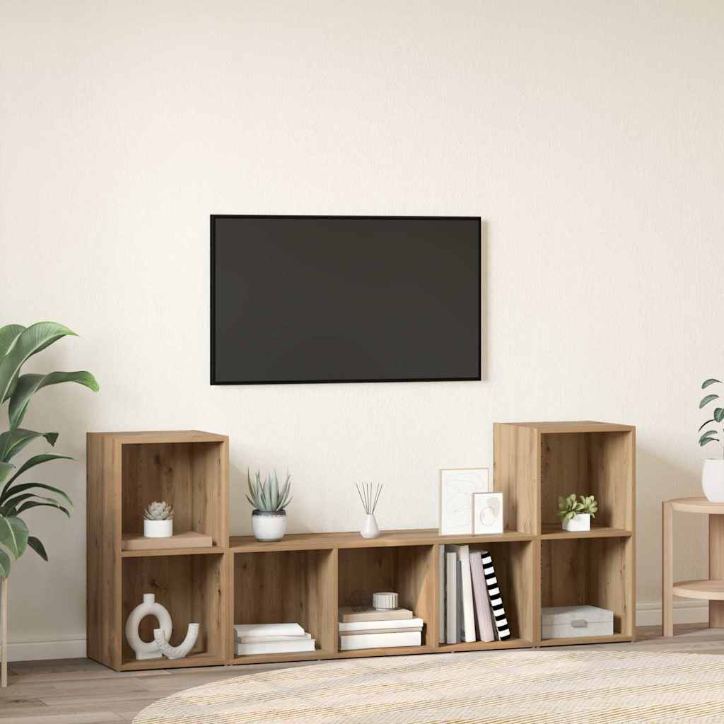 Wall Mounted TV Cabinet Set 3 pcs Brown Particleboard