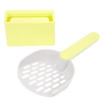 Cat Litter Scoop Set with Base Long Handle Cat Poop Shovel Durable Pet Accessories Supplies for Kittens