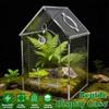 Clear Jumping Spider Enclosure Acrylic Tarantula Terrarium with Feeding Port and Ventilation Holes Small Reptile Feeding Box