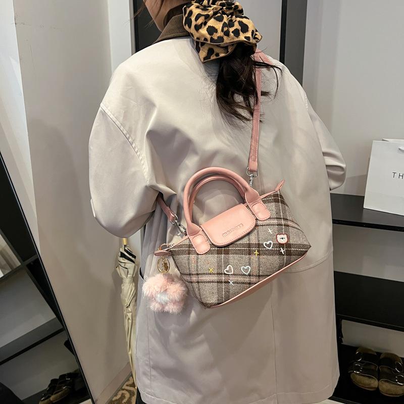 Red plaid New Year's bag women's 2025 new fashion portable messenger bag versatile casual small bag