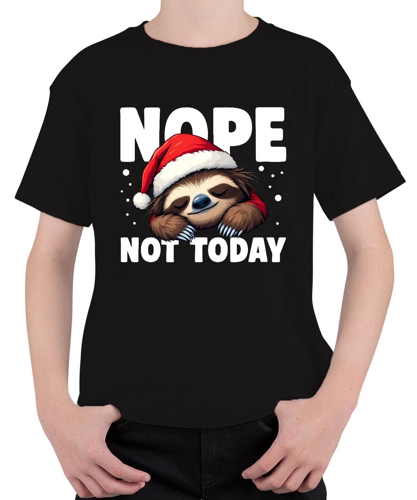 NOPE NOT TODAY Faultier Weihnachten Weihnachtsmütze faul süß Unisex Kinder T-Shi XXXXL
