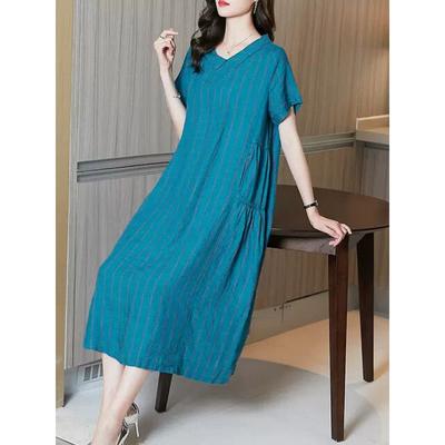 Sommerliches lässiges lockeres Übergrößen-Damenkleid