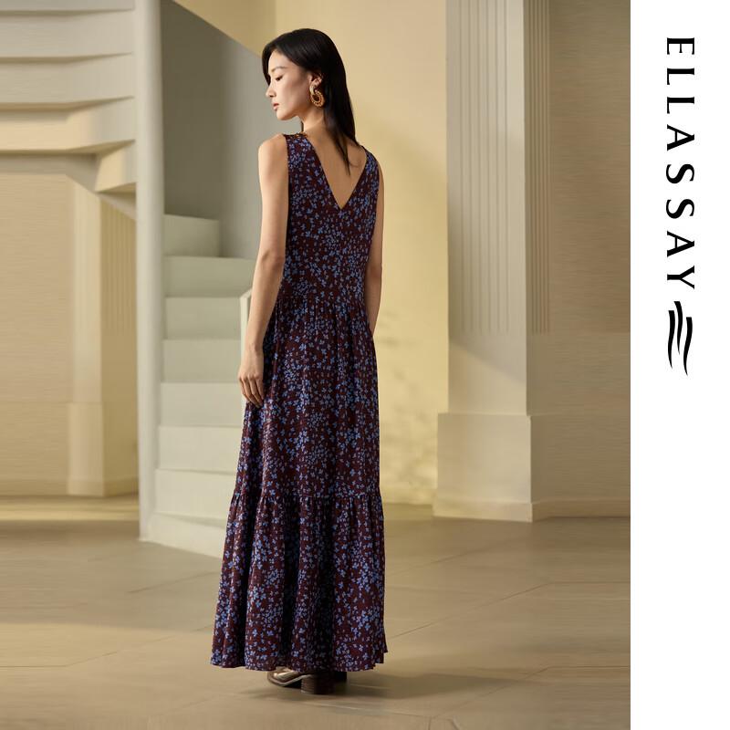 ELLASSAY 2025 Summer Jacquard V-Neck Midi Dress