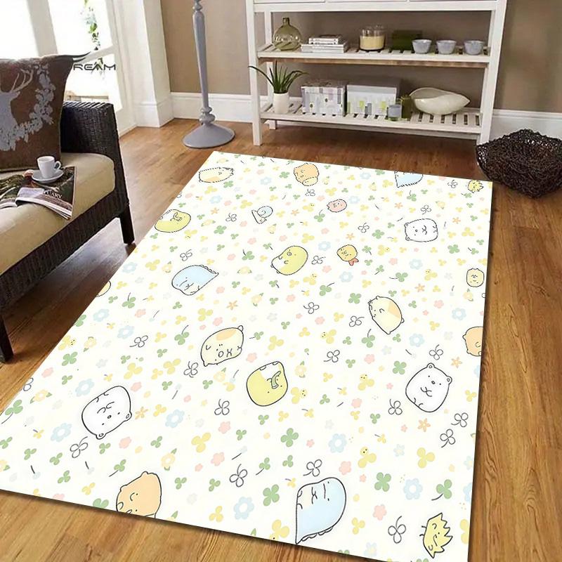 Sumikko Gurashi2 Flannel Pattern Square Carpet,Area Rug,Carpet Rug for Living Room Bedroom Sofa Playroom Decor,Non-slip Floor Mat
