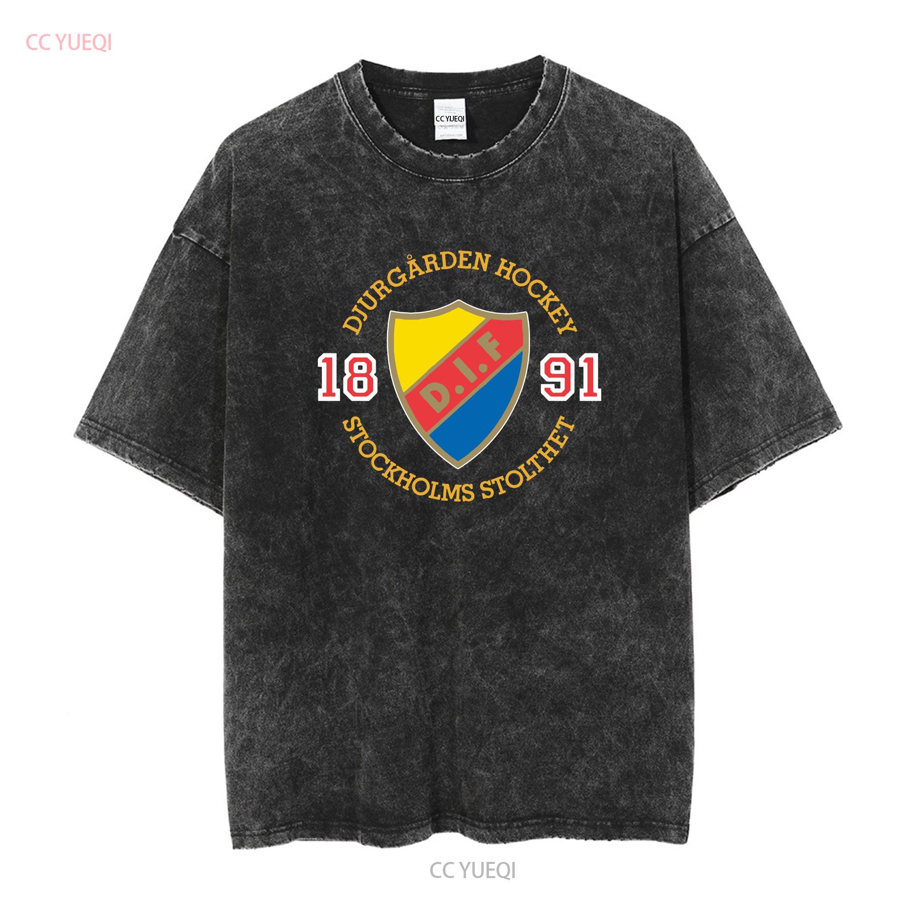 

Djurgårdens IF SHL Stockholm Sweden Professional Hockey Mens T Shirt long or short sleeves vintage Washed Casual Soft fashion S