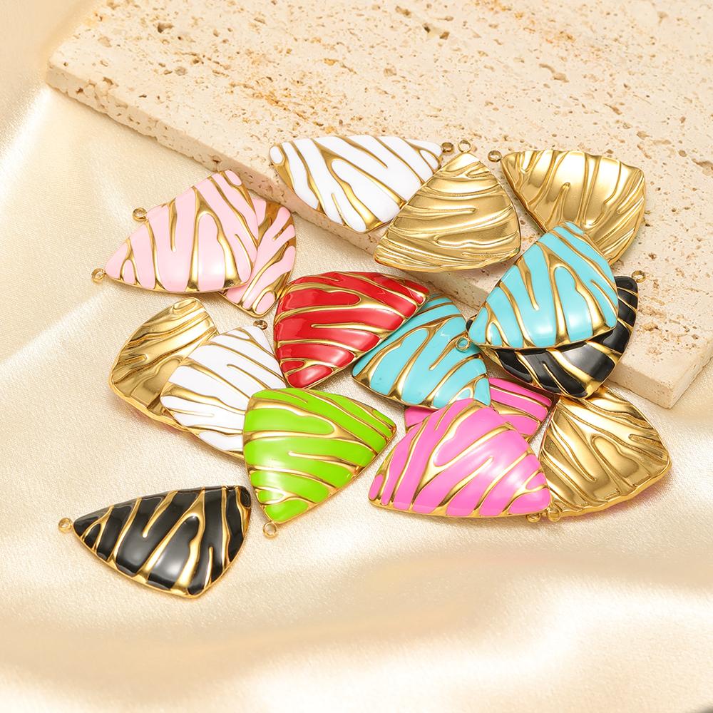 5pcs Stainless Steel Enamel Triangle Charms for DIY Jewelry Findings Necklace Pendant Bracelets Earrings Making Eardrop Supplies