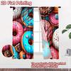 2D Flat Printing 2pcs Scene Curtains Donuts Colorful Sweet Frosting Digital Printed Polyester Drapes Festive Curtains Use for