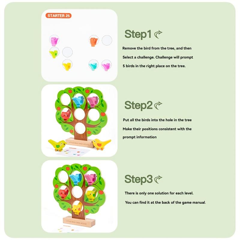 Little Bird Tree House Game –Colorful Wooden Educational Toy for Youngsters, Multiplayer Family Fun with Nest Building Observation Skills Development