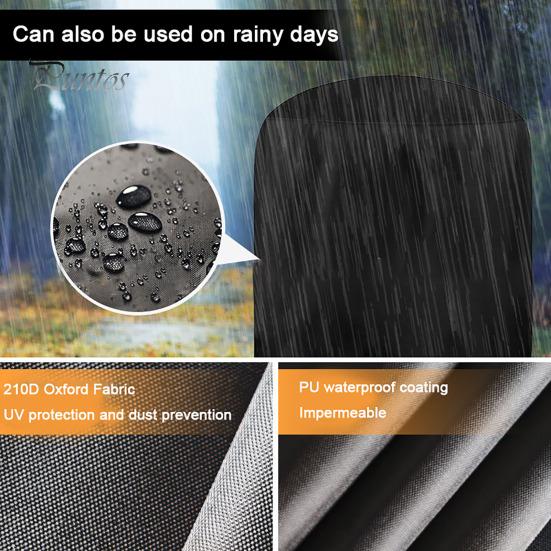 Runder BBQ-Grill-Staubschutz, wasserdicht, staubdicht, Kordelzug-Fix-Design, doppelte Nähte, Anti-Penetrations-Beschichtung