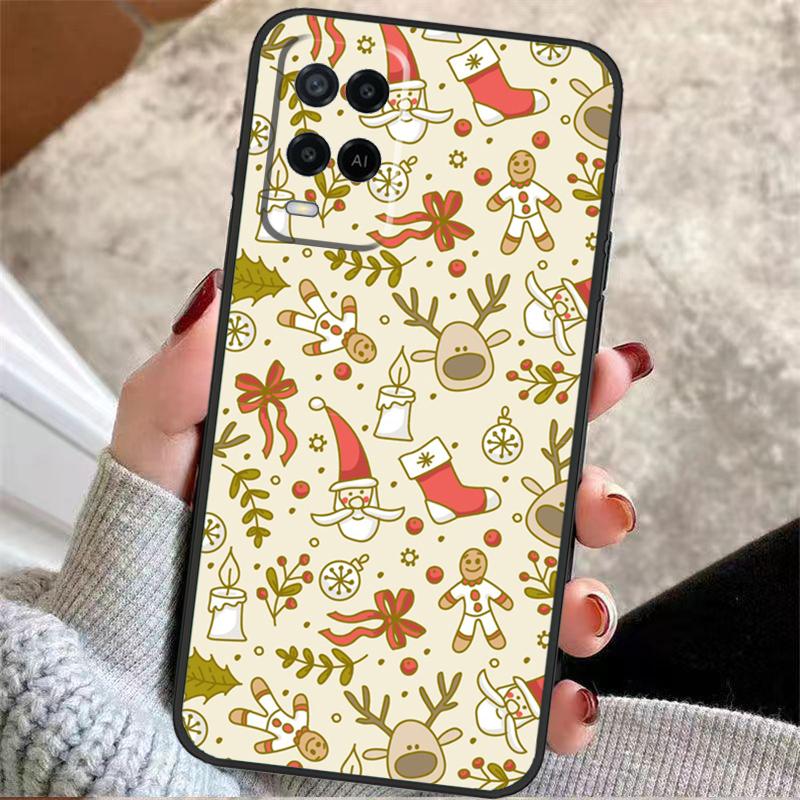 Christmas Santas Seamless Deer Case For Oppo A57 A17 A77 A40 A78 A54 A74 A94 A76 A16 A96 A18 A60 A80 A38 A58 A98 A15 A5 Pro