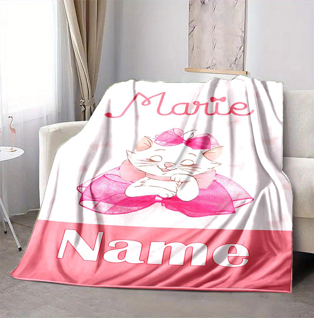 Custom Name Cat Love Flannel Blanket Throw Blanket Soft Warm Sofa Bed Decor Unique Gift