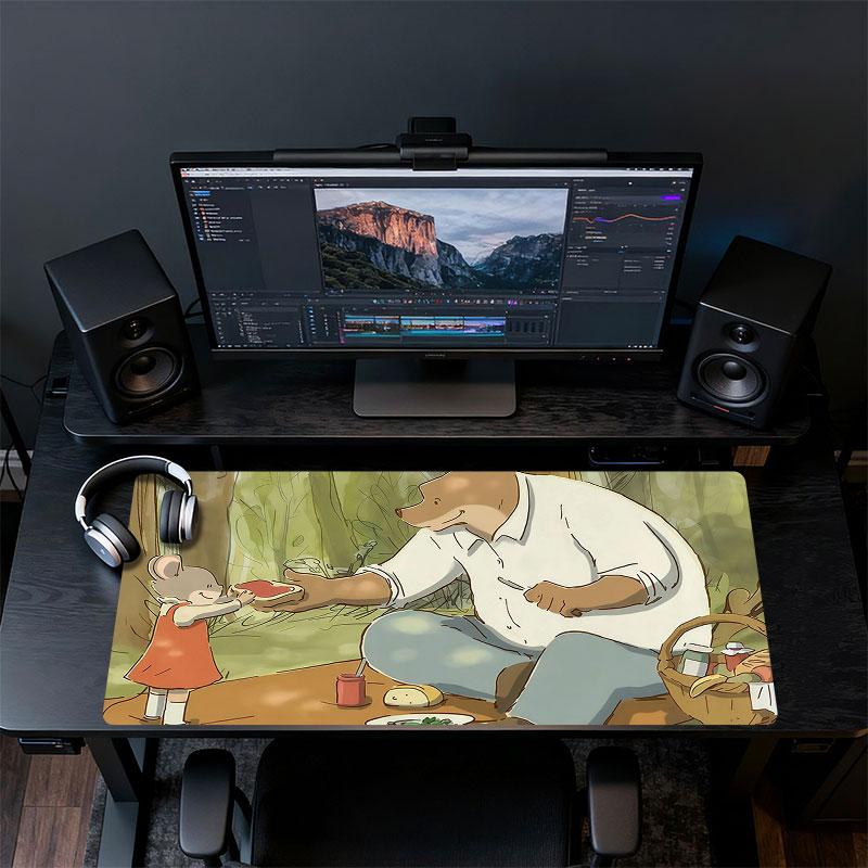 Ernest & Celestine Mouse Pad, Large Gaming Desk Mat, Non-slip XXL Mousepad for Laptop & Tablet, Mini PC Playmat with Stitched Edges