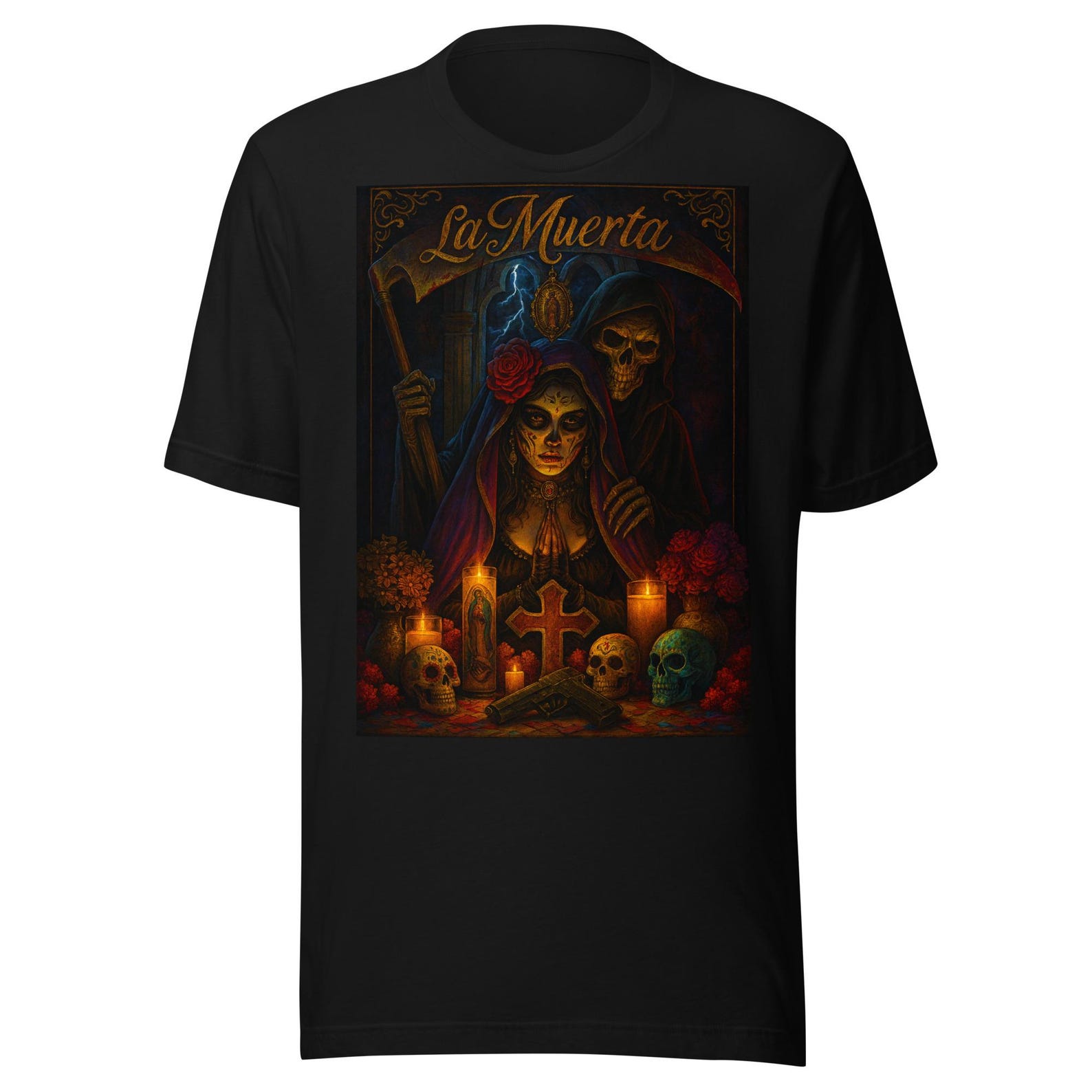 La Santa Muerte Arte Chicano Gótico Unisex t-shirt S