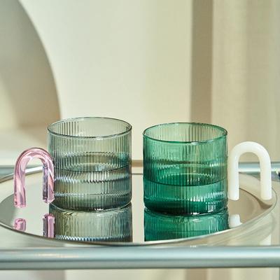 Fargerikt Håndtak Bølge Kaffekopp Varmebestandighet Glasskrus Melkete Kontorkopper Drikkeglass Bursdagsgave kaffekrus