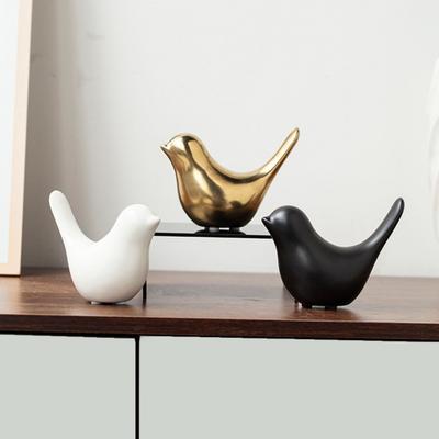 Keramik Abstrakte Vogelfigur Moderne Schwarz Weiß Goldene Vogelstatue Skulptur Haus Büro Wohnzimmer Tischplatte Dekoration Ornament