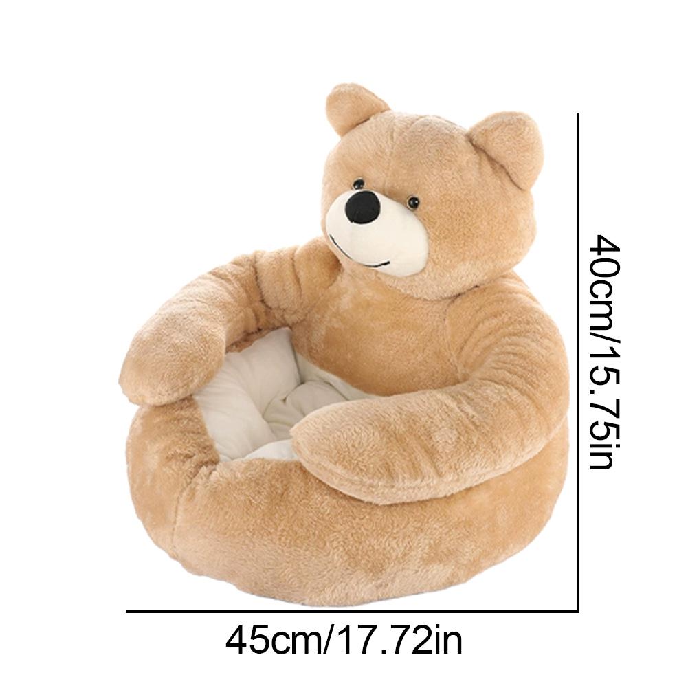 Warm Pet Nest Teddy Bear Dog Bed Cozy Fluffy Plush Cat Sofa Bed Non-Slip Detachable Warm Cuddle Bed for Cats Dogs