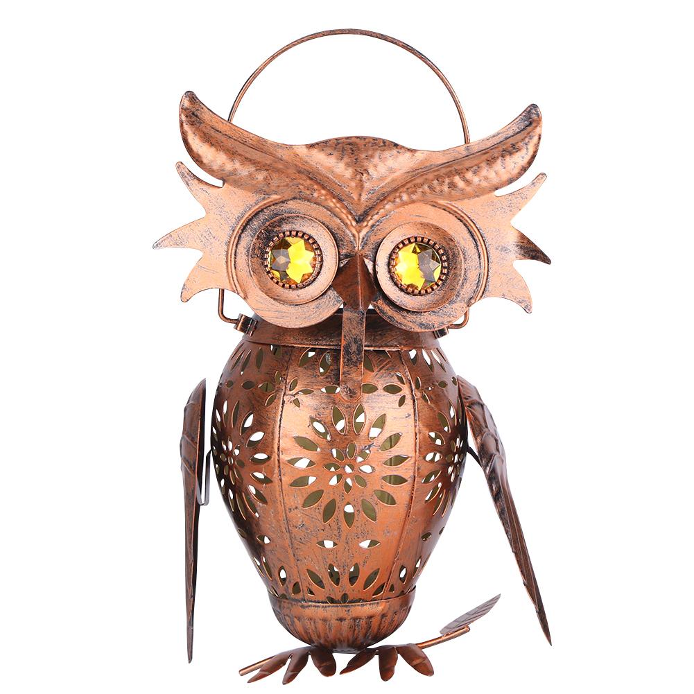 Solar Powered Owl Garden Lantern IP65 Waterproof Hanging Owl Lantern Auto On/Off Iron Hollow Out Lantern for Patio Yard Pathway