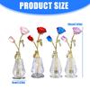 Crystal Rose Sculpture with Vase Collectible Flower Ornament Wedding Anniversary Gift for Home Decoration Accent